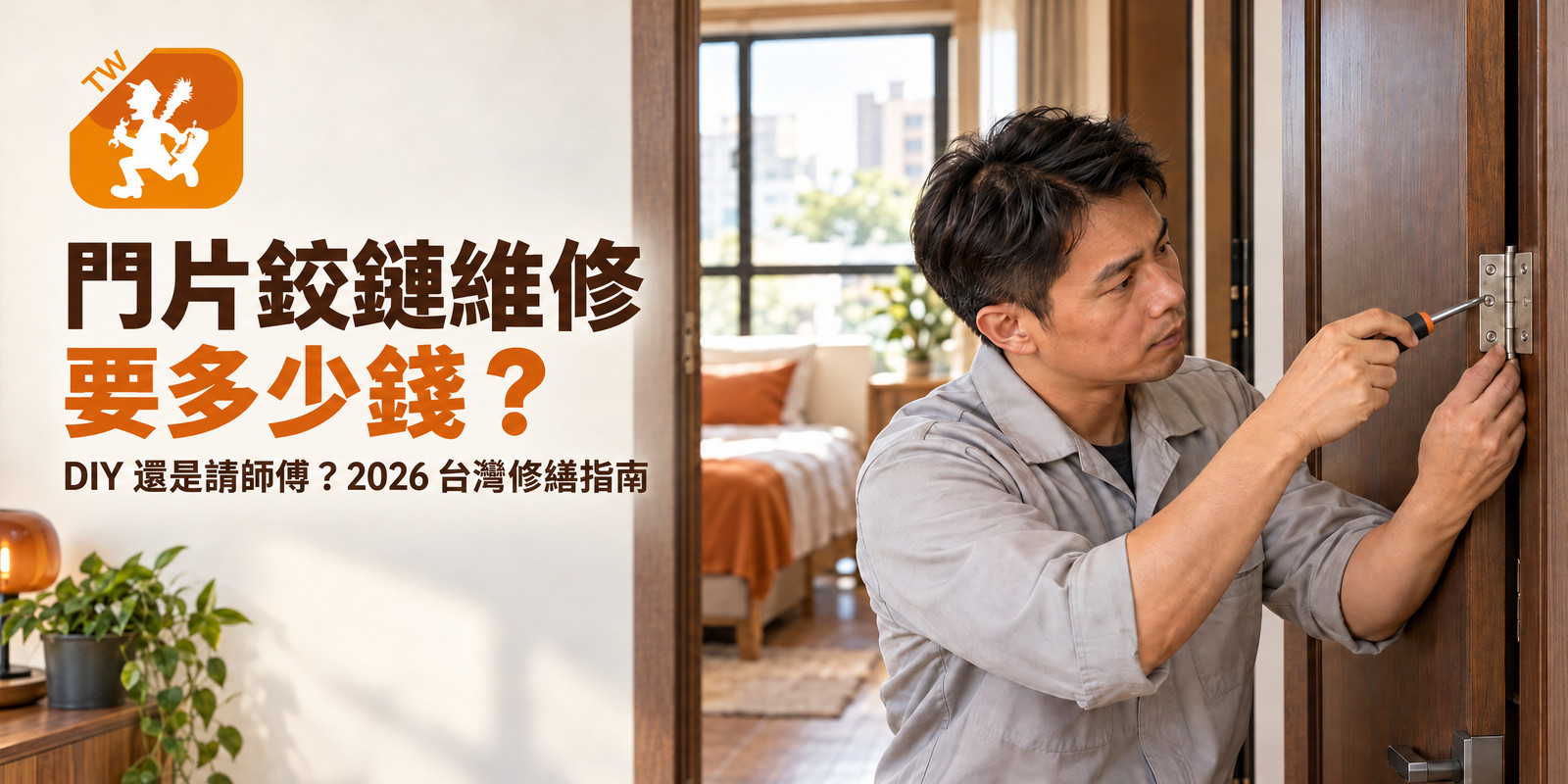 門片鉸鏈維修要多少錢?2026 台灣 DIY 與請師傅的成本、風險與報價比較